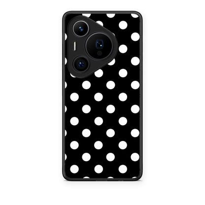 Θήκη Huawei Pura 70 Pro / 70 Pro+ White Polka Dots on Black από τη Smartfits με σχέδιο στο πίσω μέρος και μαύρο περίβλημα | Huawei Pura 70 Pro / 70 Pro+ White Polka Dots on Black case with colorful back and black bezels