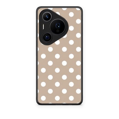 Θήκη Huawei Pura 70 Pro / 70 Pro+ White Polka Dots on Taupe από τη Smartfits με σχέδιο στο πίσω μέρος και μαύρο περίβλημα | Huawei Pura 70 Pro / 70 Pro+ White Polka Dots on Taupe case with colorful back and black bezels