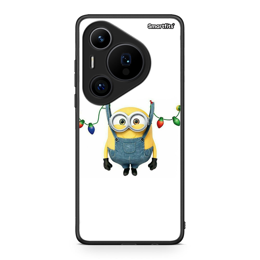Huawei Pura 70 Pro / 70 Pro+ Xmas Minion Lights θήκη από τη Smartfits με σχέδιο στο πίσω μέρος και μαύρο περίβλημα | Smartphone case with colorful back and black bezels by Smartfits