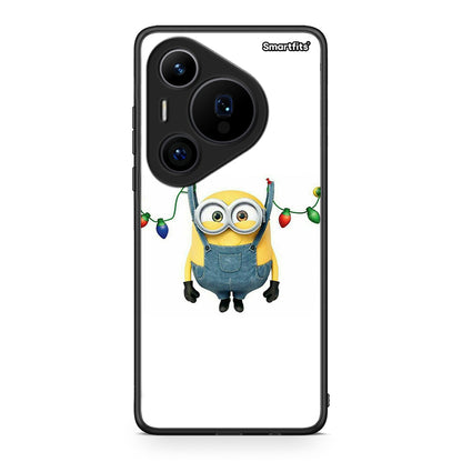 Huawei Pura 70 Pro / 70 Pro+ Xmas Minion Lights θήκη από τη Smartfits με σχέδιο στο πίσω μέρος και μαύρο περίβλημα | Smartphone case with colorful back and black bezels by Smartfits