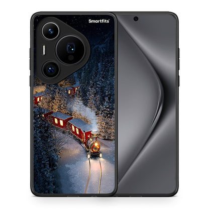 Θήκη Huawei Pura 70 Pro / 70 Pro+ Xmas Train από τη Smartfits με σχέδιο στο πίσω μέρος και μαύρο περίβλημα | Huawei Pura 70 Pro / 70 Pro+ Xmas Train case with colorful back and black bezels