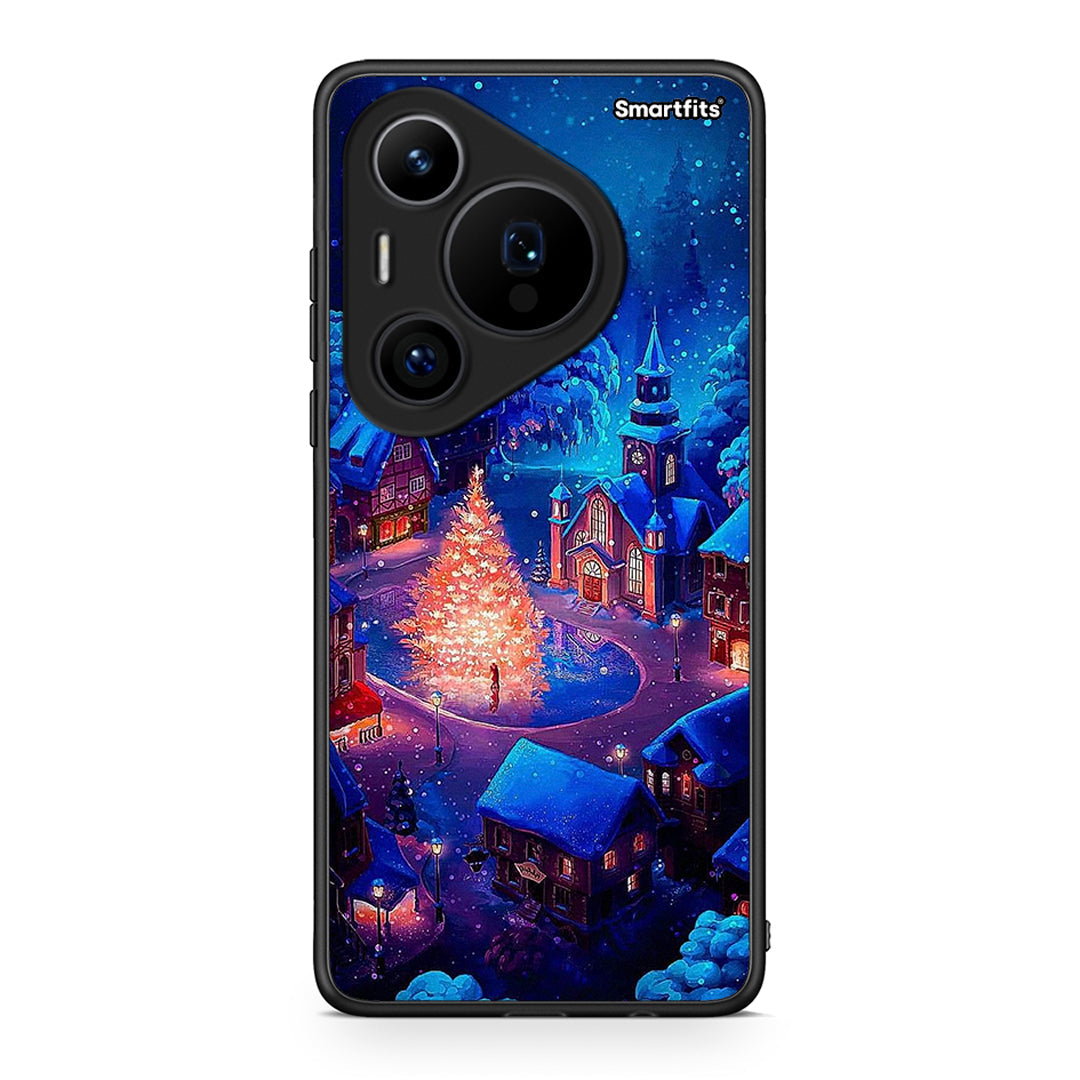 Huawei Pura 70 Pro / 70 Pro+ Xmas Village θήκη από τη Smartfits με σχέδιο στο πίσω μέρος και μαύρο περίβλημα | Smartphone case with colorful back and black bezels by Smartfits