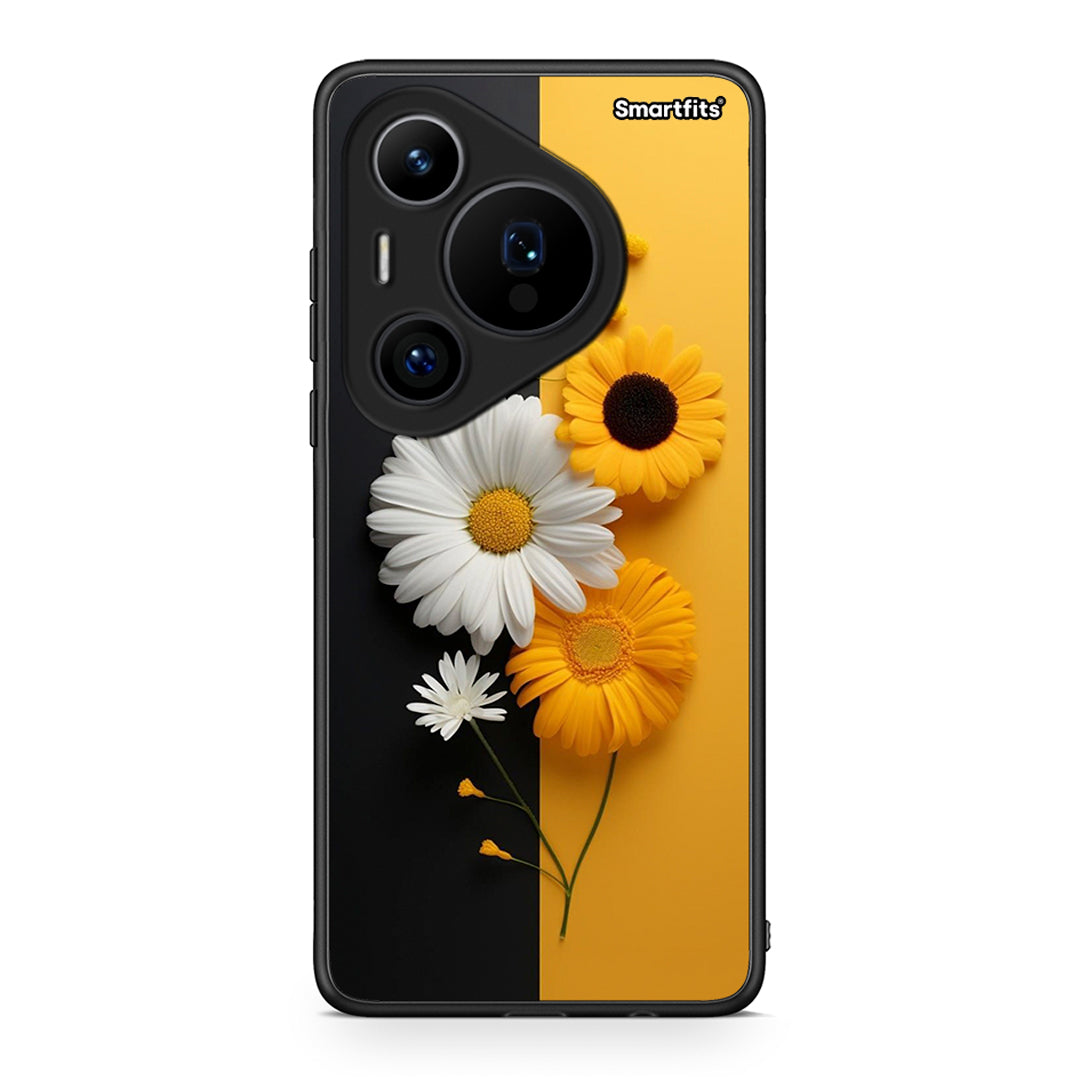 Huawei Pura 70 Pro / 70 Pro+ Yellow Daisies θήκη από τη Smartfits με σχέδιο στο πίσω μέρος και μαύρο περίβλημα | Smartphone case with colorful back and black bezels by Smartfits