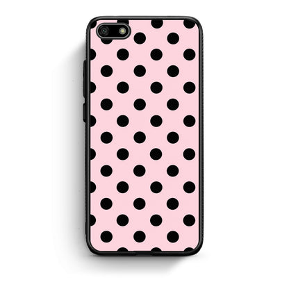 Θήκη Huawei Y5 2018 / Honor 7S Black Polka Dots on Pink από τη Smartfits με σχέδιο στο πίσω μέρος και μαύρο περίβλημα | Huawei Y5 2018 / Honor 7S Black Polka Dots on Pink case with colorful back and black bezels