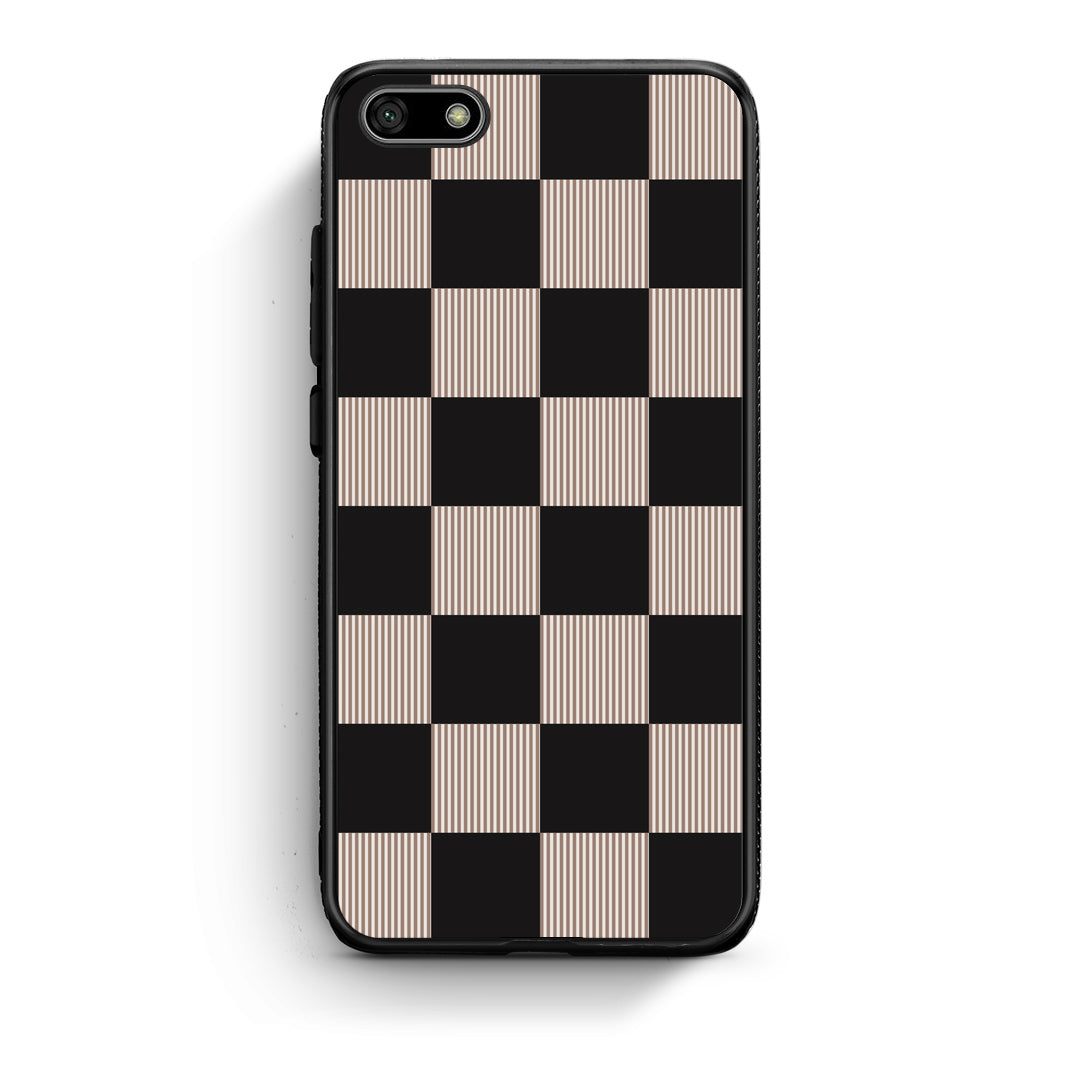 Θήκη Huawei Y5 2018 / Honor 7S Black and Taupe Striped Checks από τη Smartfits με σχέδιο στο πίσω μέρος και μαύρο περίβλημα | Huawei Y5 2018 / Honor 7S Black and Taupe Striped Checks case with colorful back and black bezels