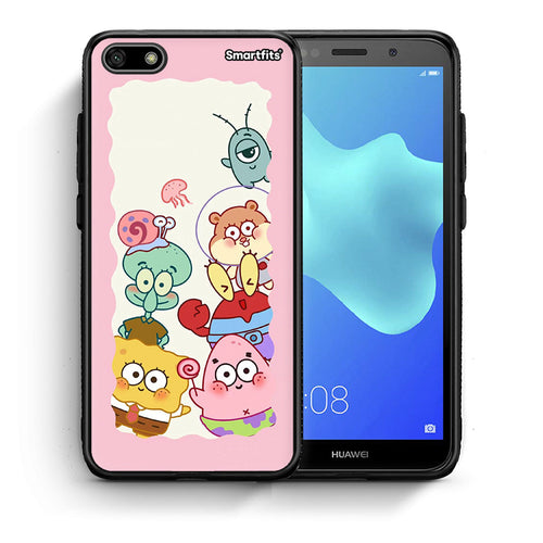 Θήκη Huawei Y5 2018/Honor 7S Cute Companion από τη Smartfits με σχέδιο στο πίσω μέρος και μαύρο περίβλημα | Huawei Y5 2018/Honor 7S Cute Companion case with colorful back and black bezels
