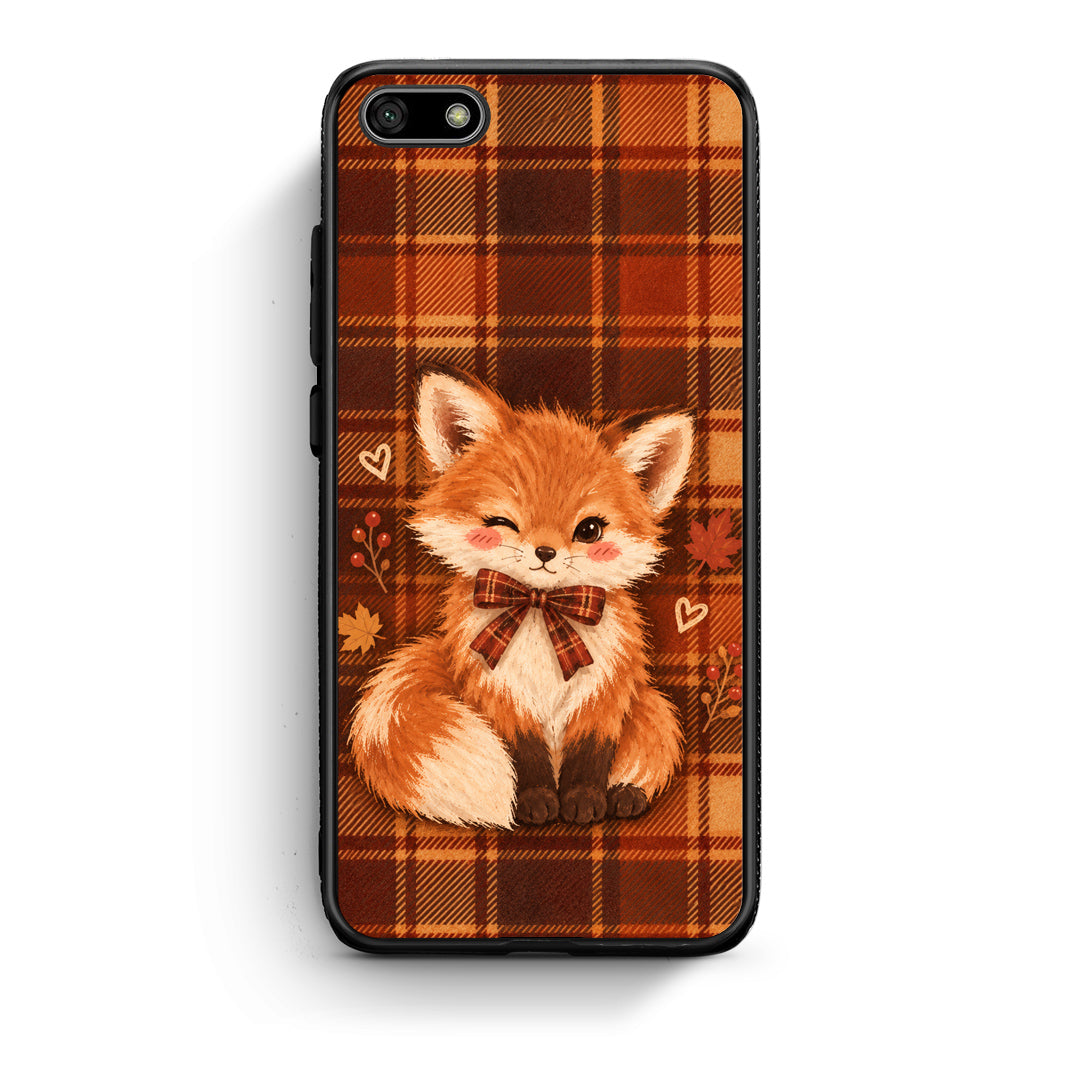 Θήκη Huawei Y5 2018 / Honor 7S Fox on Autumn Tartan από τη Smartfits με σχέδιο στο πίσω μέρος και μαύρο περίβλημα | Huawei Y5 2018 / Honor 7S Fox on Autumn Tartan case with colorful back and black bezels