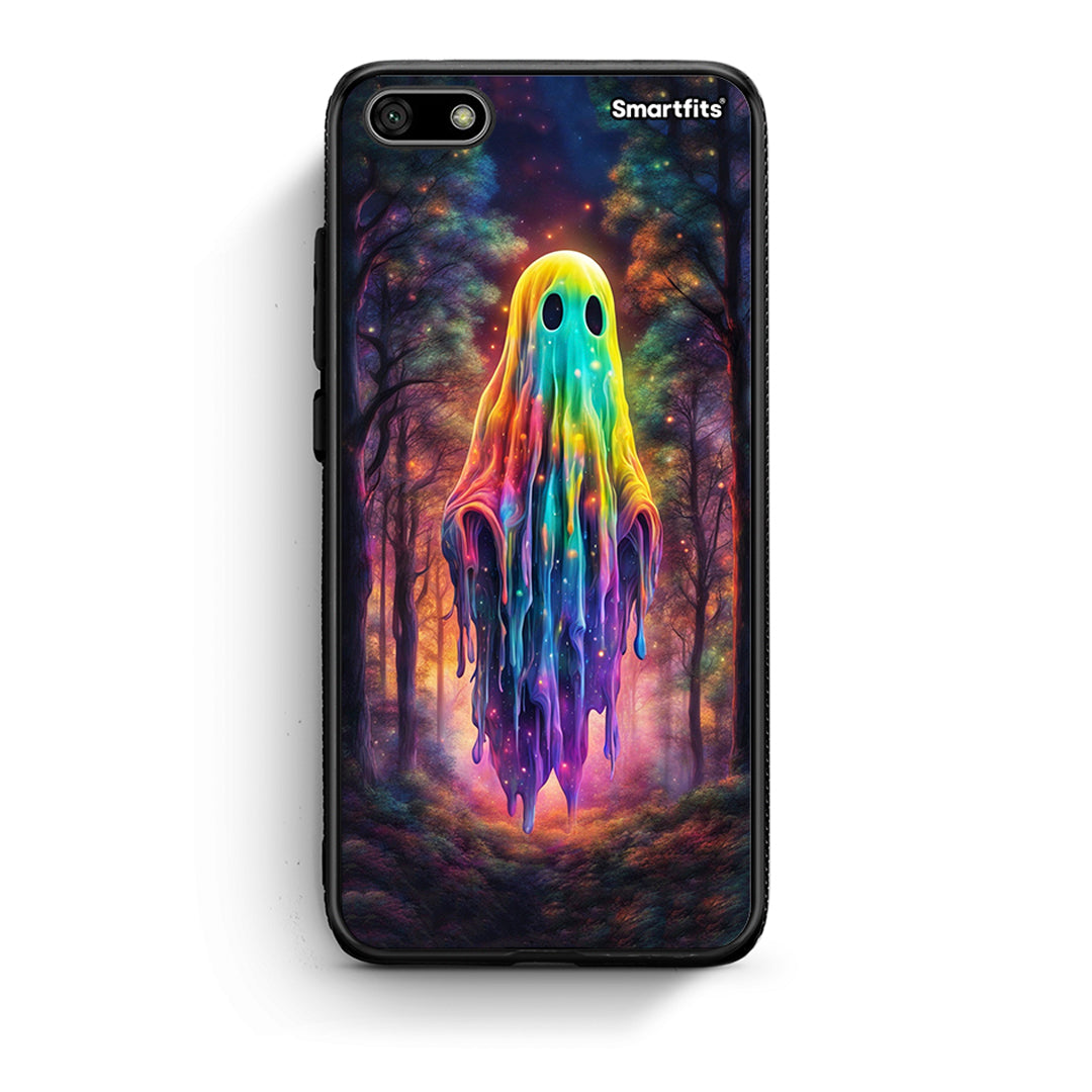 Huawei Y5 2018 Halloween Ghost θήκη από τη Smartfits με σχέδιο στο πίσω μέρος και μαύρο περίβλημα | Smartphone case with colorful back and black bezels by Smartfits