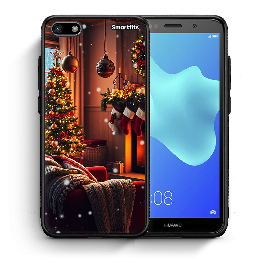 Θήκη Huawei Y5 2018/Honor 7S Home For Christmas από τη Smartfits με σχέδιο στο πίσω μέρος και μαύρο περίβλημα | Huawei Y5 2018/Honor 7S Home For Christmas case with colorful back and black bezels