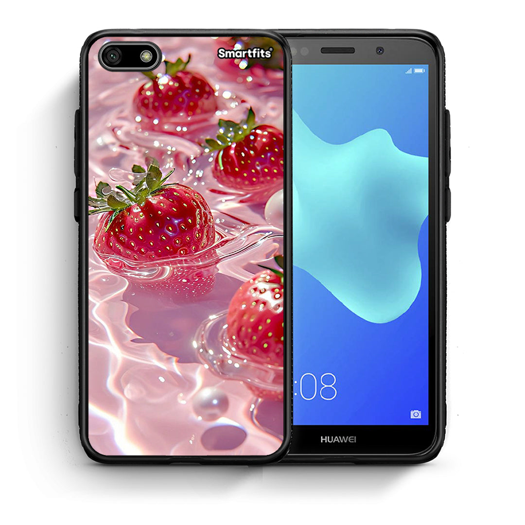 Θήκη Huawei Y5 2018/Honor 7S Juicy Strawberries από τη Smartfits με σχέδιο στο πίσω μέρος και μαύρο περίβλημα | Huawei Y5 2018/Honor 7S Juicy Strawberries case with colorful back and black bezels