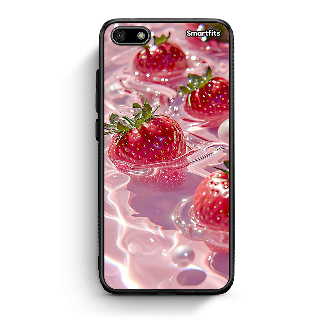 Huawei Y5 2018 Juicy Strawberries θήκη από τη Smartfits με σχέδιο στο πίσω μέρος και μαύρο περίβλημα | Smartphone case with colorful back and black bezels by Smartfits