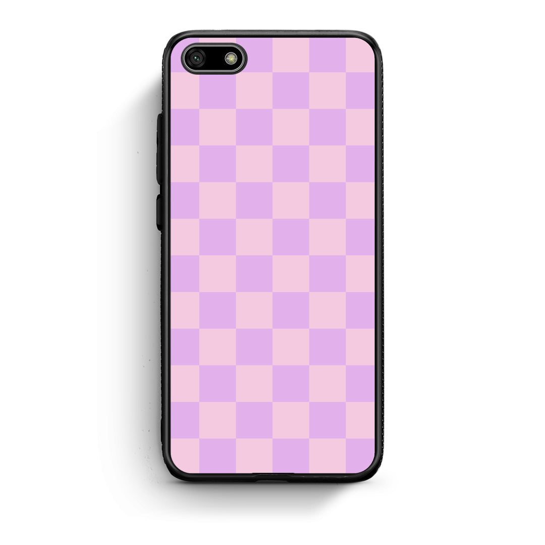 Θήκη Huawei Y5 2018 / Honor 7S Lavender and Pink Checkerboard από τη Smartfits με σχέδιο στο πίσω μέρος και μαύρο περίβλημα | Huawei Y5 2018 / Honor 7S Lavender and Pink Checkerboard case with colorful back and black bezels