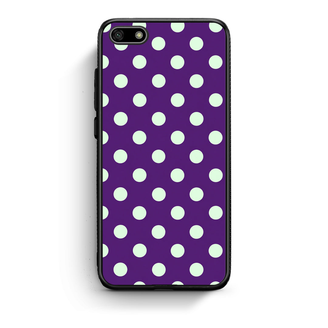 Θήκη Huawei Y5 2018 / Honor 7S Mint Polka Dots on Purple από τη Smartfits με σχέδιο στο πίσω μέρος και μαύρο περίβλημα | Huawei Y5 2018 / Honor 7S Mint Polka Dots on Purple case with colorful back and black bezels