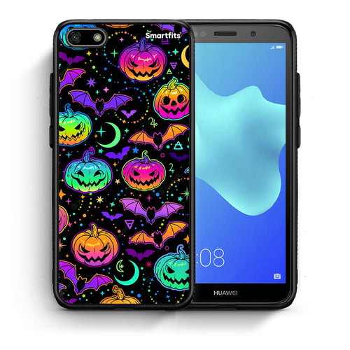 Θήκη Huawei Y5 2018/Honor 7S Neon Halloween από τη Smartfits με σχέδιο στο πίσω μέρος και μαύρο περίβλημα | Huawei Y5 2018/Honor 7S Neon Halloween case with colorful back and black bezels