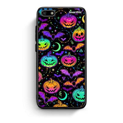 Huawei Y5 2018 Neon Halloween θήκη από τη Smartfits με σχέδιο στο πίσω μέρος και μαύρο περίβλημα | Smartphone case with colorful back and black bezels by Smartfits