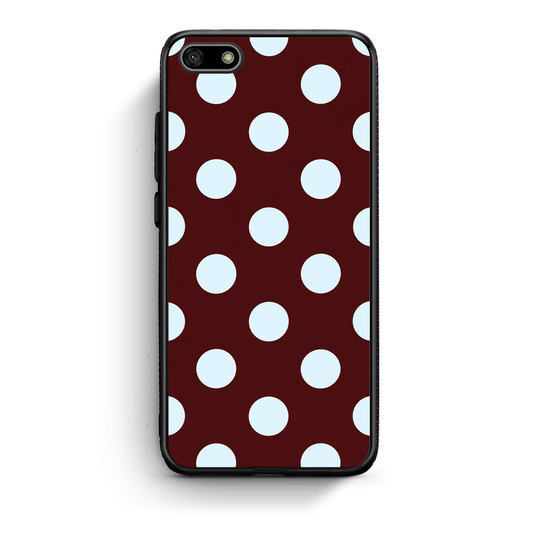 Θήκη Huawei Y5 2018 / Honor 7S Pale Blue Large Polka Dots on Burgundy από τη Smartfits με σχέδιο στο πίσω μέρος και μαύρο περίβλημα | Huawei Y5 2018 / Honor 7S Pale Blue Large Polka Dots on Burgundy case with colorful back and black bezels