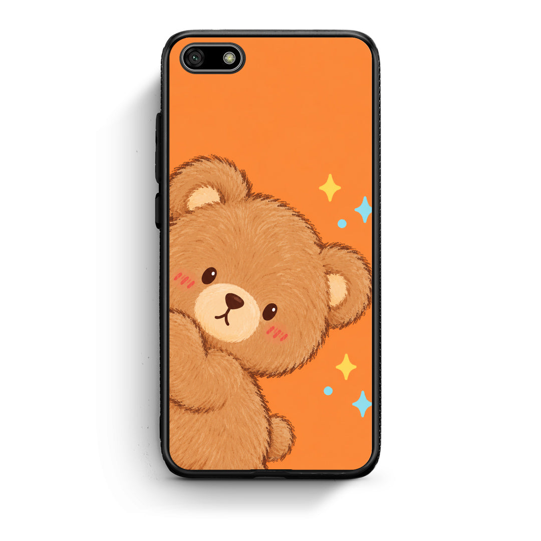 Θήκη Huawei Y5 2018 / Honor 7S Peekaboo Teddy on Orange από τη Smartfits με σχέδιο στο πίσω μέρος και μαύρο περίβλημα | Huawei Y5 2018 / Honor 7S Peekaboo Teddy on Orange case with colorful back and black bezels