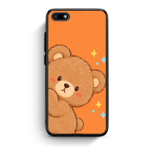Θήκη Huawei Y5 2018 / Honor 7S Peekaboo Teddy on Orange από τη Smartfits με σχέδιο στο πίσω μέρος και μαύρο περίβλημα | Huawei Y5 2018 / Honor 7S Peekaboo Teddy on Orange case with colorful back and black bezels