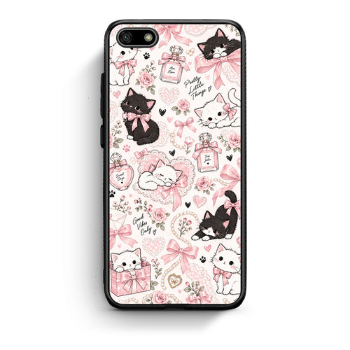 Θήκη Huawei Y5 2018 / Honor 7S Pink Bows and Kittens Collage από τη Smartfits με σχέδιο στο πίσω μέρος και μαύρο περίβλημα | Huawei Y5 2018 / Honor 7S Pink Bows and Kittens Collage case with colorful back and black bezels