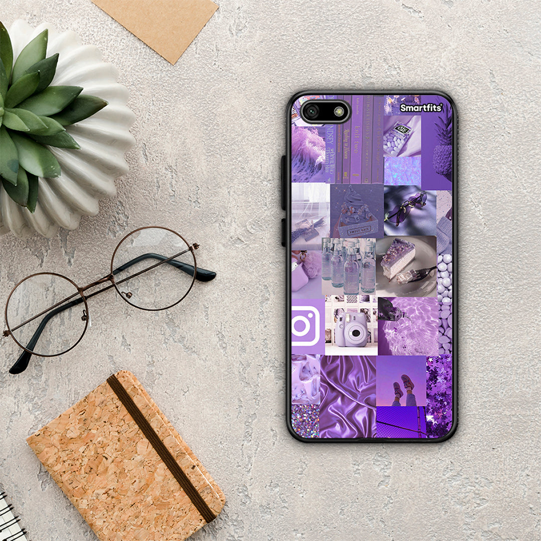 Purple Aesthetic Collage - Huawei Y5 2018 / Honor 7S θήκη