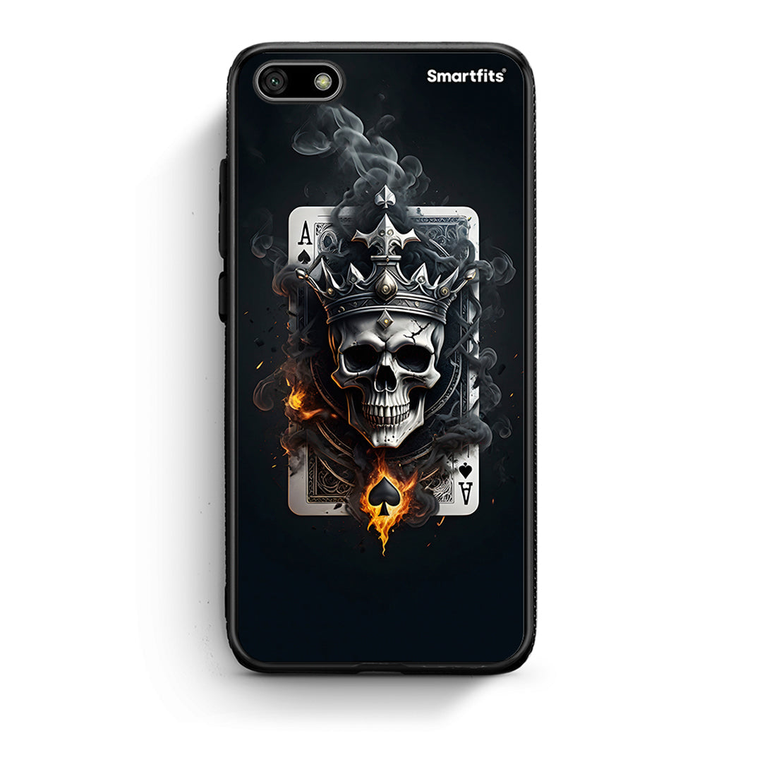 Huawei Y5 2018 Skull King Ace θήκη από τη Smartfits με σχέδιο στο πίσω μέρος και μαύρο περίβλημα | Smartphone case with colorful back and black bezels by Smartfits