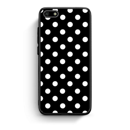 Θήκη Huawei Y5 2018 / Honor 7S White Polka Dots on Black από τη Smartfits με σχέδιο στο πίσω μέρος και μαύρο περίβλημα | Huawei Y5 2018 / Honor 7S White Polka Dots on Black case with colorful back and black bezels
