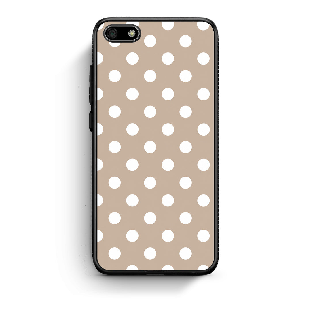 Θήκη Huawei Y5 2018 / Honor 7S White Polka Dots on Taupe από τη Smartfits με σχέδιο στο πίσω μέρος και μαύρο περίβλημα | Huawei Y5 2018 / Honor 7S White Polka Dots on Taupe case with colorful back and black bezels