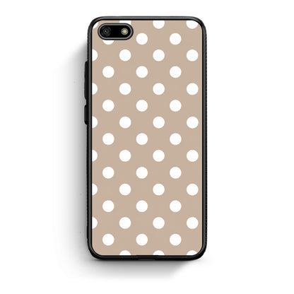 Θήκη Huawei Y5 2018 / Honor 7S White Polka Dots on Taupe από τη Smartfits με σχέδιο στο πίσω μέρος και μαύρο περίβλημα | Huawei Y5 2018 / Honor 7S White Polka Dots on Taupe case with colorful back and black bezels