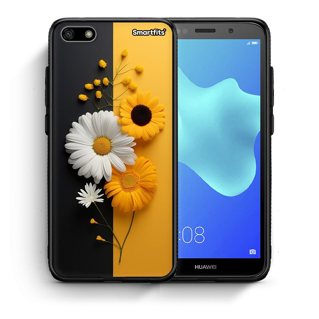 Θήκη Huawei Y5 2018/Honor 7S Yellow Daisies από τη Smartfits με σχέδιο στο πίσω μέρος και μαύρο περίβλημα | Huawei Y5 2018/Honor 7S Yellow Daisies case with colorful back and black bezels