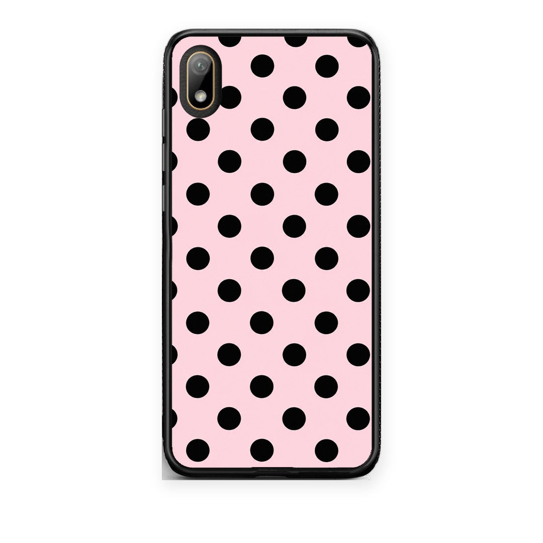 Θήκη Huawei Y5 2019 Black Polka Dots on Pink από τη Smartfits με σχέδιο στο πίσω μέρος και μαύρο περίβλημα | Huawei Y5 2019 Black Polka Dots on Pink case with colorful back and black bezels
