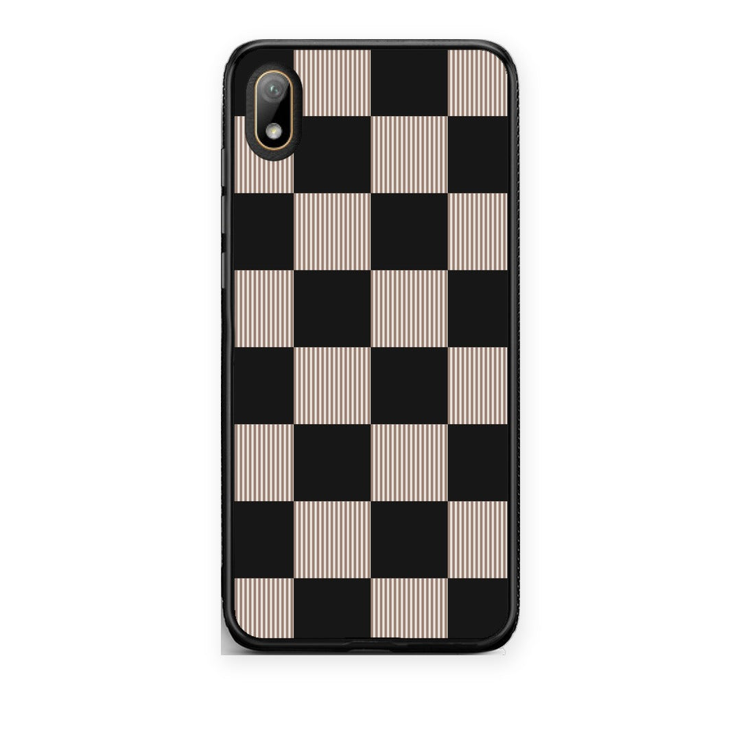 Θήκη Huawei Y5 2019 Black and Taupe Striped Checks από τη Smartfits με σχέδιο στο πίσω μέρος και μαύρο περίβλημα | Huawei Y5 2019 Black and Taupe Striped Checks case with colorful back and black bezels