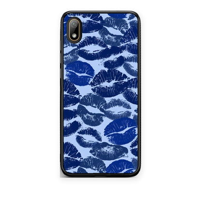 Θήκη Huawei Y5 2019 Blue Lipstick Kisses από τη Smartfits με σχέδιο στο πίσω μέρος και μαύρο περίβλημα | Huawei Y5 2019 Blue Lipstick Kisses case with colorful back and black bezels