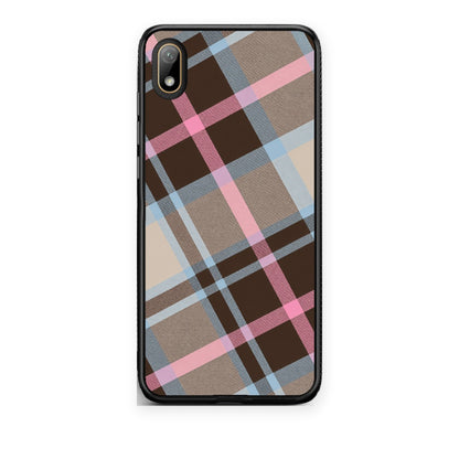 Θήκη Huawei Y5 2019 Brown Pink and Blue Diagonal Plaid από τη Smartfits με σχέδιο στο πίσω μέρος και μαύρο περίβλημα | Huawei Y5 2019 Brown Pink and Blue Diagonal Plaid case with colorful back and black bezels