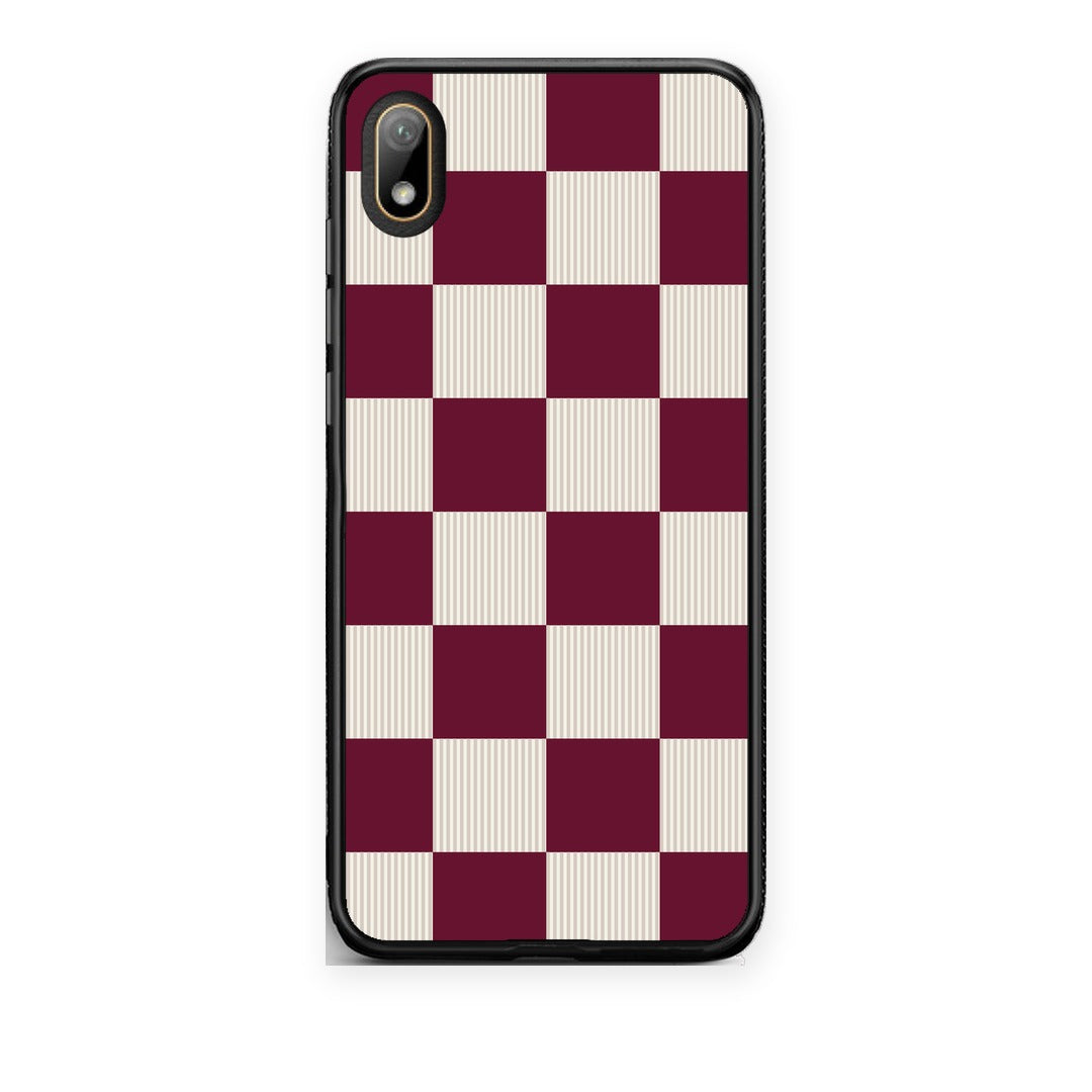 Θήκη Huawei Y5 2019 Burgundy and Cream Striped Checks από τη Smartfits με σχέδιο στο πίσω μέρος και μαύρο περίβλημα | Huawei Y5 2019 Burgundy and Cream Striped Checks case with colorful back and black bezels