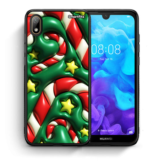 Θήκη Huawei Y5 2019 Christmas Bubbles από τη Smartfits με σχέδιο στο πίσω μέρος και μαύρο περίβλημα | Huawei Y5 2019 Christmas Bubbles case with colorful back and black bezels