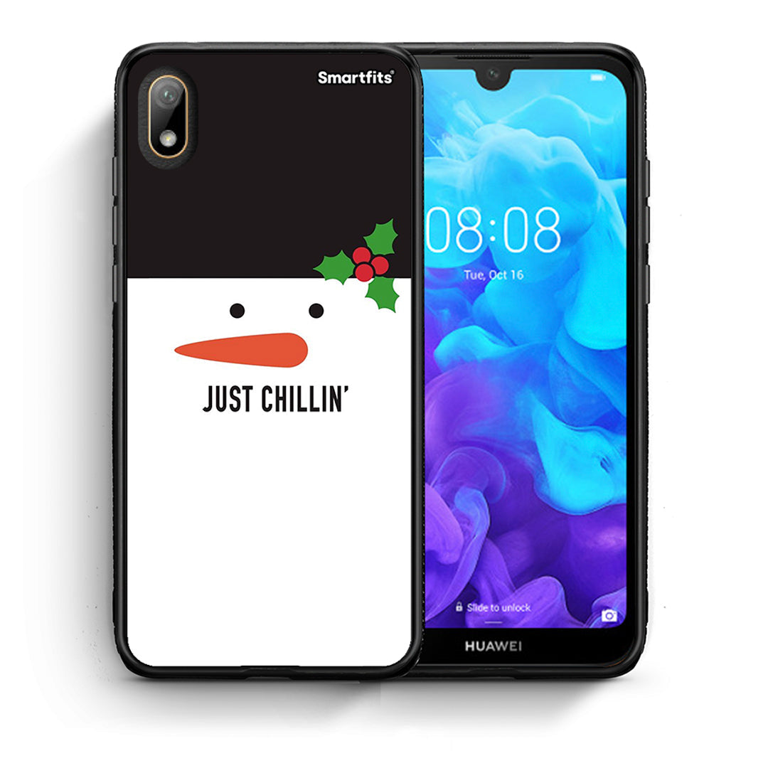 Θήκη Huawei Y5 2019 Christmas Chillin από τη Smartfits με σχέδιο στο πίσω μέρος και μαύρο περίβλημα | Huawei Y5 2019 Christmas Chillin case with colorful back and black bezels
