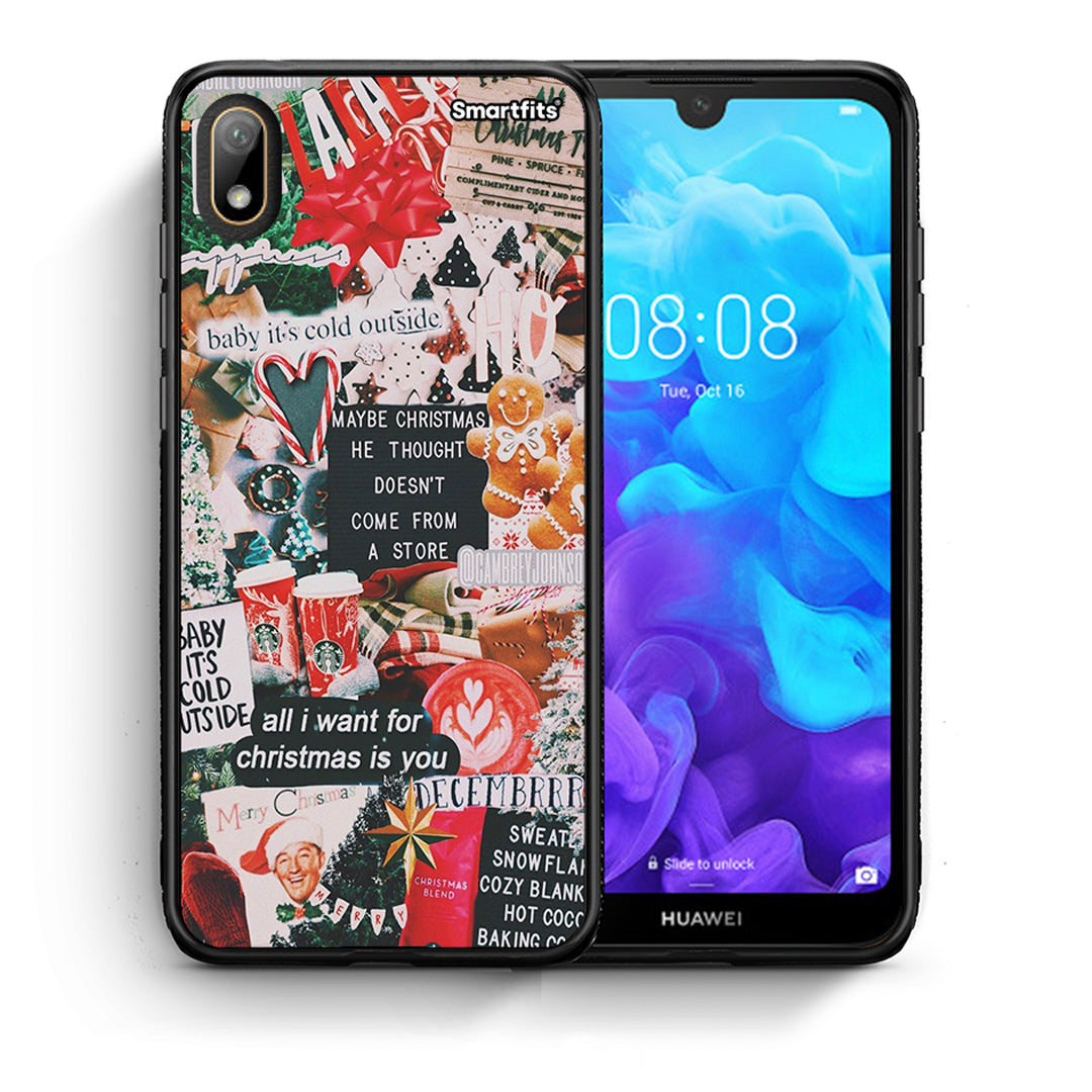 Θήκη Huawei Y5 2019 Christmas Happiness από τη Smartfits με σχέδιο στο πίσω μέρος και μαύρο περίβλημα | Huawei Y5 2019 Christmas Happiness case with colorful back and black bezels