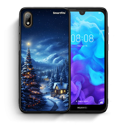 Θήκη Huawei Y5 2019 Christmas Scenery από τη Smartfits με σχέδιο στο πίσω μέρος και μαύρο περίβλημα | Huawei Y5 2019 Christmas Scenery case with colorful back and black bezels