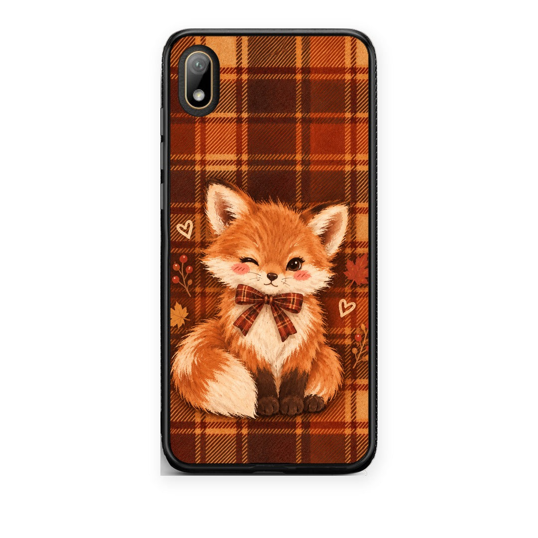 Θήκη Huawei Y5 2019 Fox on Autumn Tartan από τη Smartfits με σχέδιο στο πίσω μέρος και μαύρο περίβλημα | Huawei Y5 2019 Fox on Autumn Tartan case with colorful back and black bezels