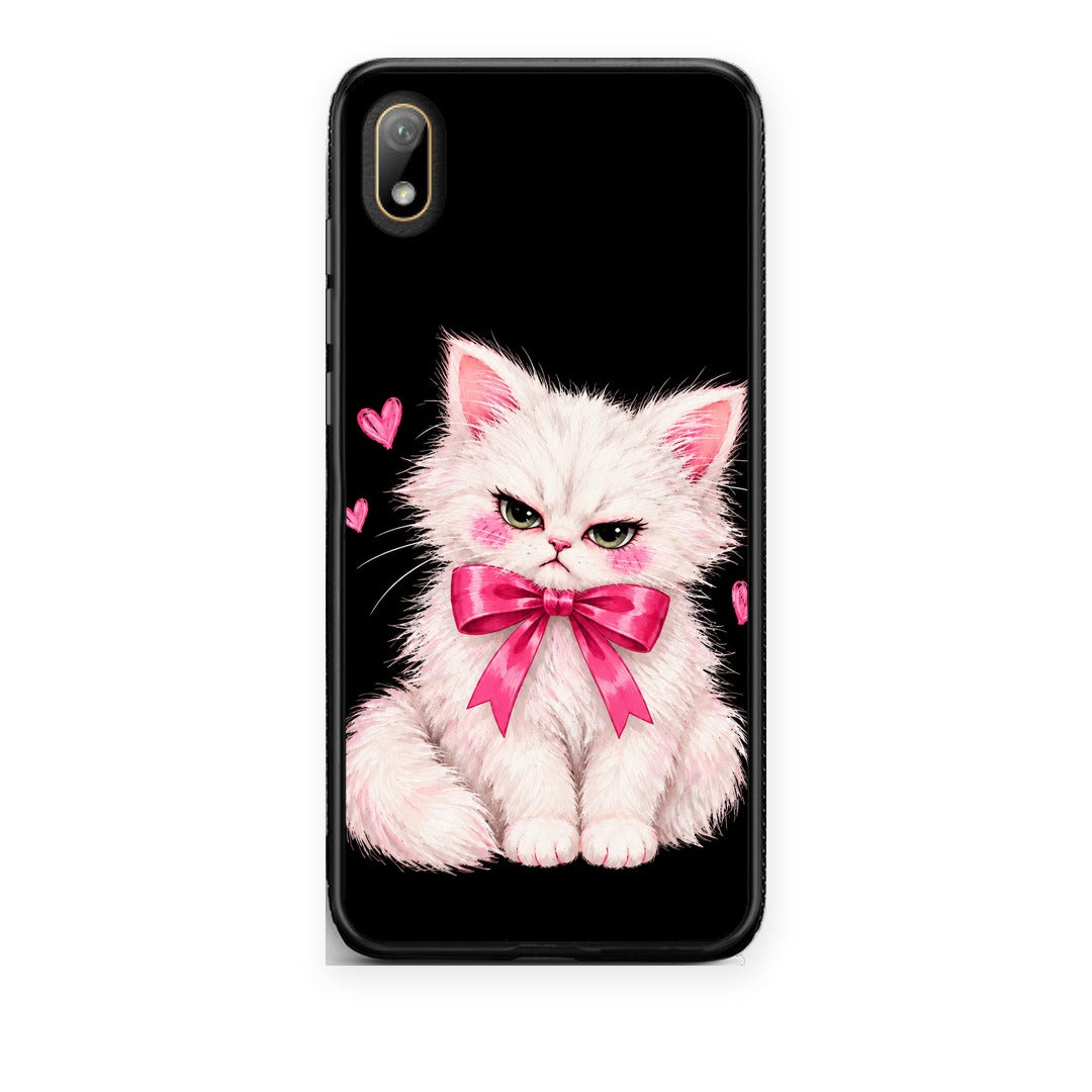 Θήκη Huawei Y5 2019 Grumpy Party Kitten on Black από τη Smartfits με σχέδιο στο πίσω μέρος και μαύρο περίβλημα | Huawei Y5 2019 Grumpy Party Kitten on Black case with colorful back and black bezels