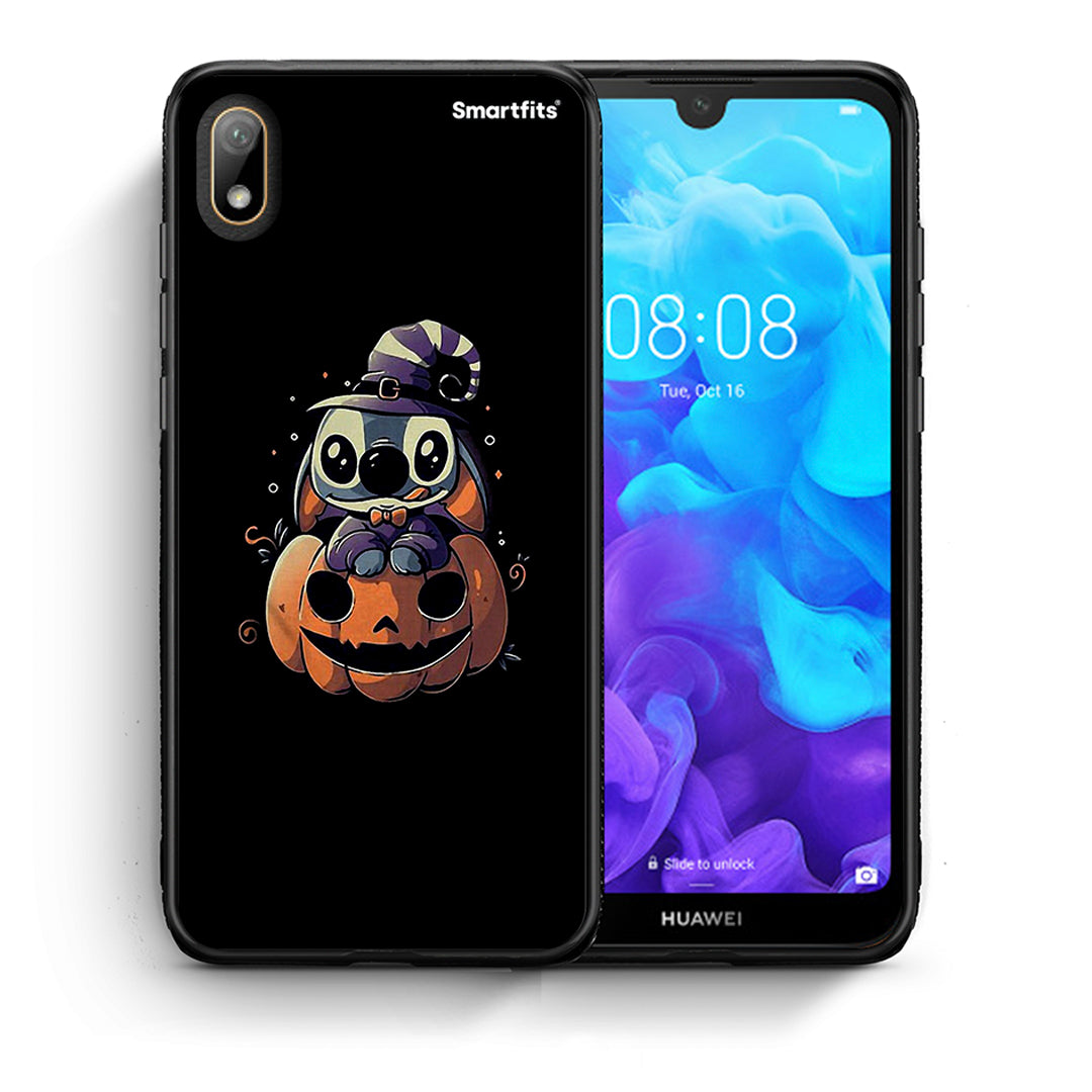 Θήκη Huawei Y5 2019 Halloween Stitch από τη Smartfits με σχέδιο στο πίσω μέρος και μαύρο περίβλημα | Huawei Y5 2019 Halloween Stitch case with colorful back and black bezels