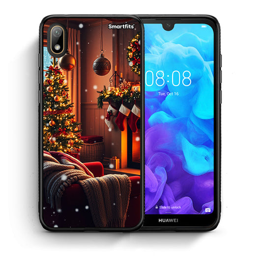 Θήκη Huawei Y5 2019 Home For Christmas από τη Smartfits με σχέδιο στο πίσω μέρος και μαύρο περίβλημα | Huawei Y5 2019 Home For Christmas case with colorful back and black bezels