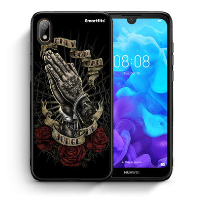 Θήκη Huawei Y5 2019 Judge By God από τη Smartfits με σχέδιο στο πίσω μέρος και μαύρο περίβλημα | Huawei Y5 2019 Judge By God case with colorful back and black bezels