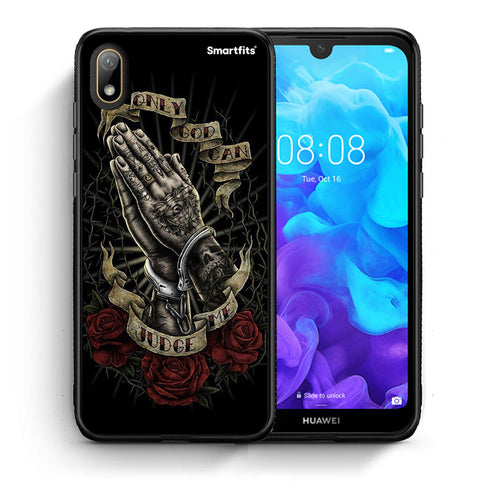 Θήκη Huawei Y5 2019 Judge By God από τη Smartfits με σχέδιο στο πίσω μέρος και μαύρο περίβλημα | Huawei Y5 2019 Judge By God case with colorful back and black bezels