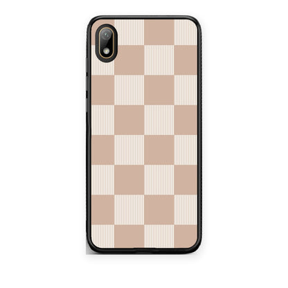 Θήκη Huawei Y5 2019 Latte and Cream Striped Checks από τη Smartfits με σχέδιο στο πίσω μέρος και μαύρο περίβλημα | Huawei Y5 2019 Latte and Cream Striped Checks case with colorful back and black bezels