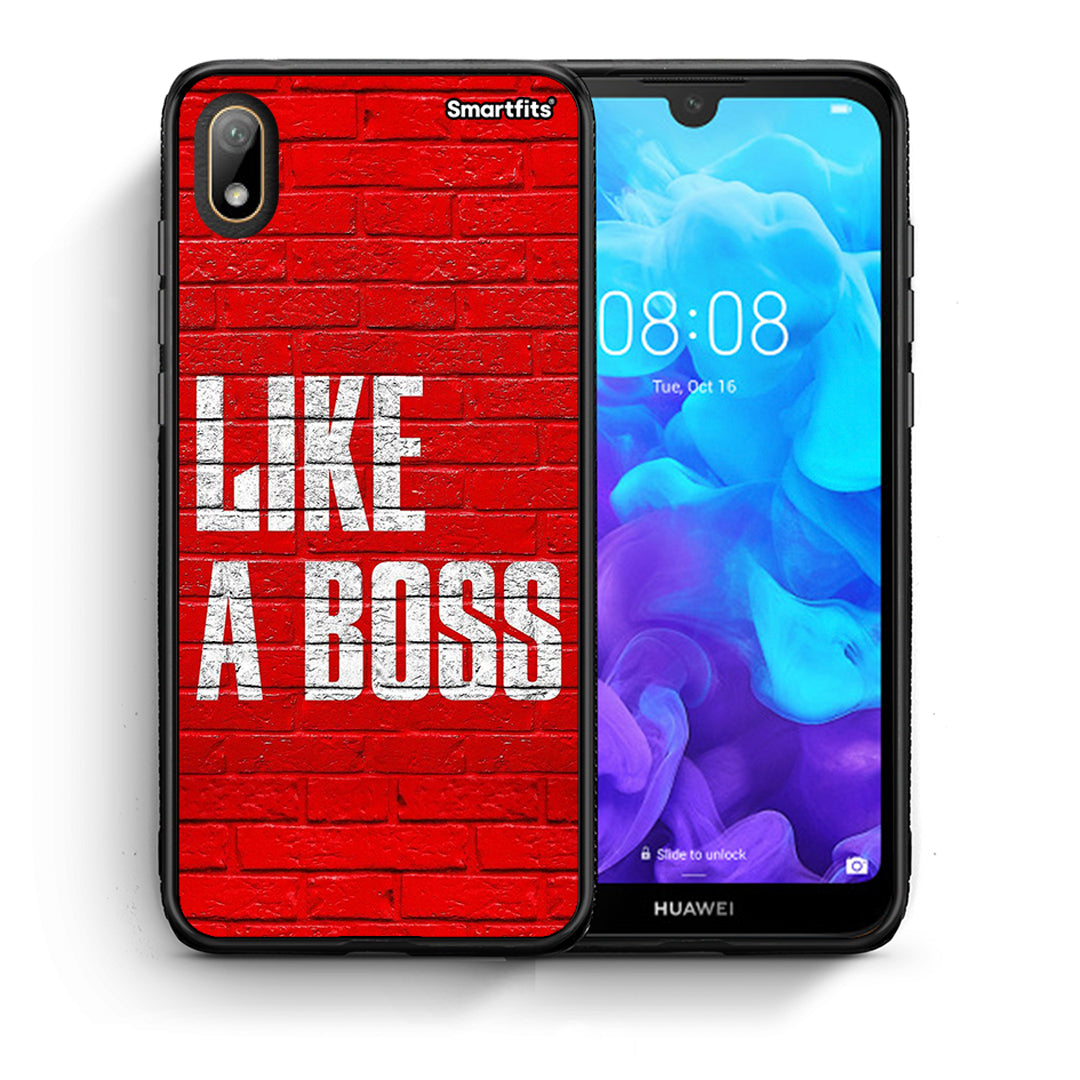 Θήκη Huawei Y5 2019 Like A Boss από τη Smartfits με σχέδιο στο πίσω μέρος και μαύρο περίβλημα | Huawei Y5 2019 Like A Boss case with colorful back and black bezels