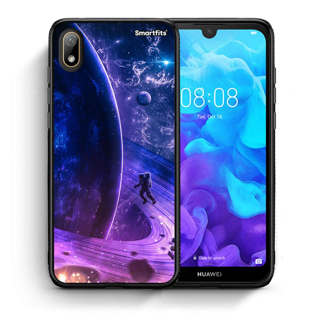 Θήκη Huawei Y5 2019 Lost Astronaut από τη Smartfits με σχέδιο στο πίσω μέρος και μαύρο περίβλημα | Huawei Y5 2019 Lost Astronaut case with colorful back and black bezels