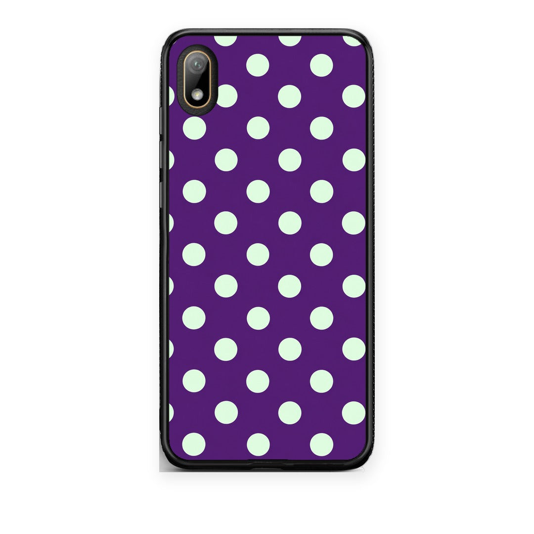 Θήκη Huawei Y5 2019 Mint Polka Dots on Purple από τη Smartfits με σχέδιο στο πίσω μέρος και μαύρο περίβλημα | Huawei Y5 2019 Mint Polka Dots on Purple case with colorful back and black bezels