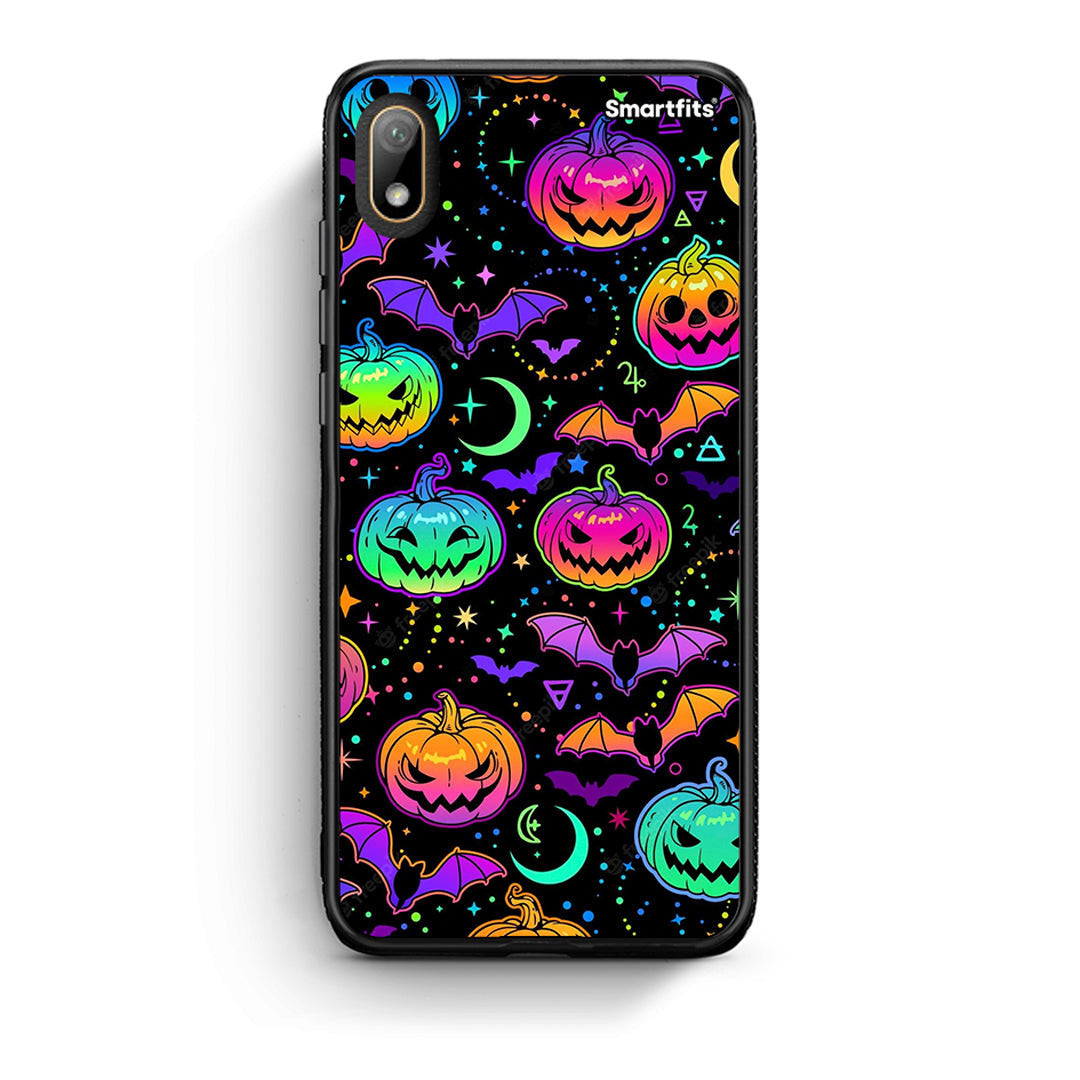 Huawei Y5 2019 Neon Halloween θήκη από τη Smartfits με σχέδιο στο πίσω μέρος και μαύρο περίβλημα | Smartphone case with colorful back and black bezels by Smartfits