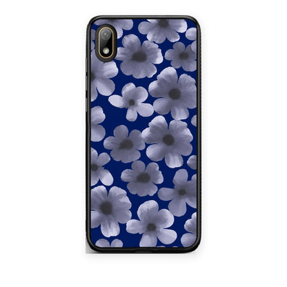 Θήκη Huawei Y5 2019 Pale Blue Flowers on Navy από τη Smartfits με σχέδιο στο πίσω μέρος και μαύρο περίβλημα | Huawei Y5 2019 Pale Blue Flowers on Navy case with colorful back and black bezels